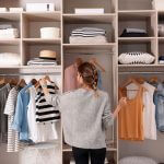 woman organising wardrobe