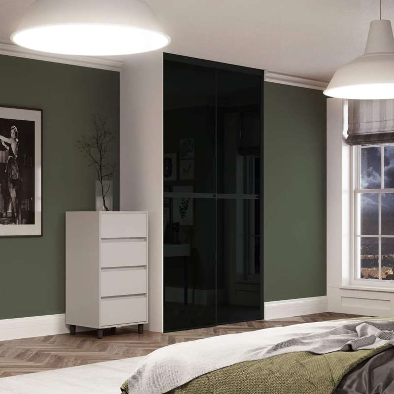 Minimalist 2 door kit with Black aluminium frame and Black glass