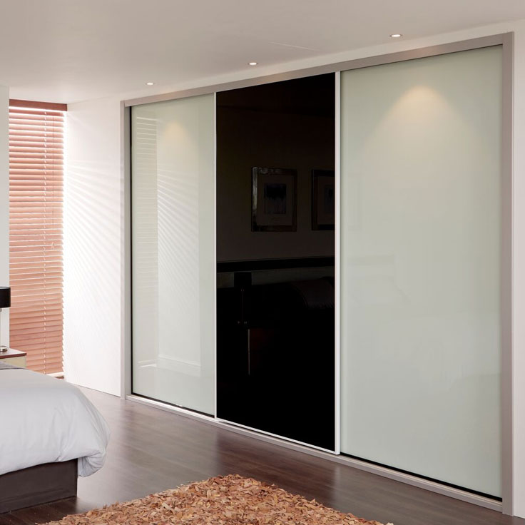 Metro Mixed Sliding Wardrobe - 2 Soft White & Black Mid-Panel.