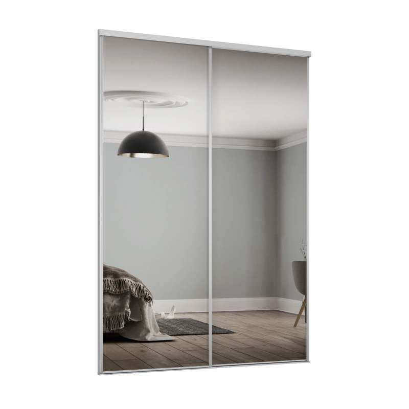 Heritage Dove grey frame & Mirror panel doors and track only