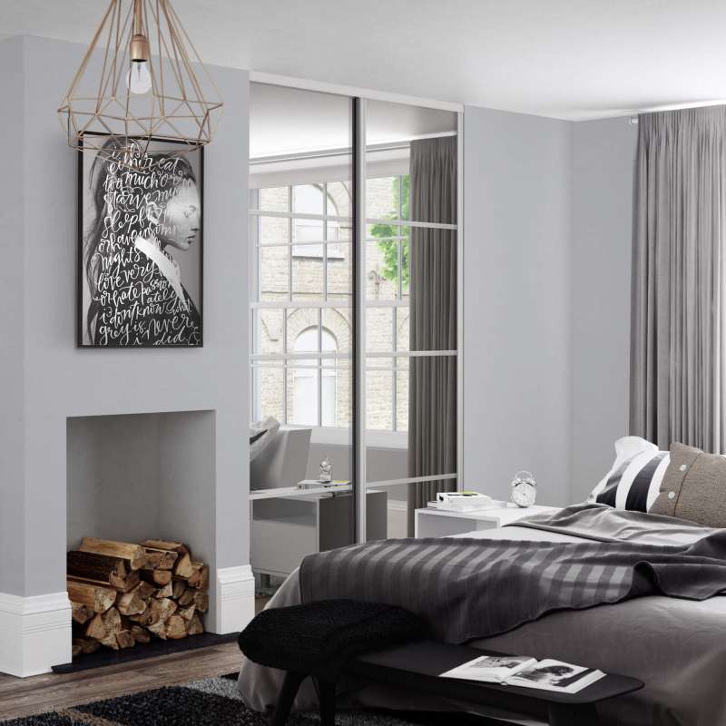 Heritage silver frame & Mirror 4 panel doors