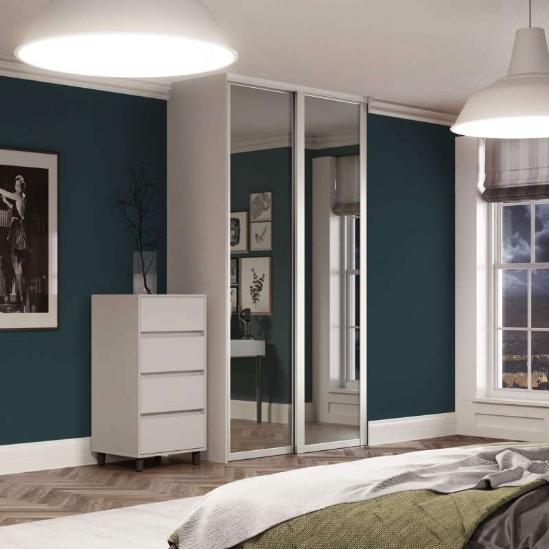 Shaker Platinum white frame and mirror 2 door kit