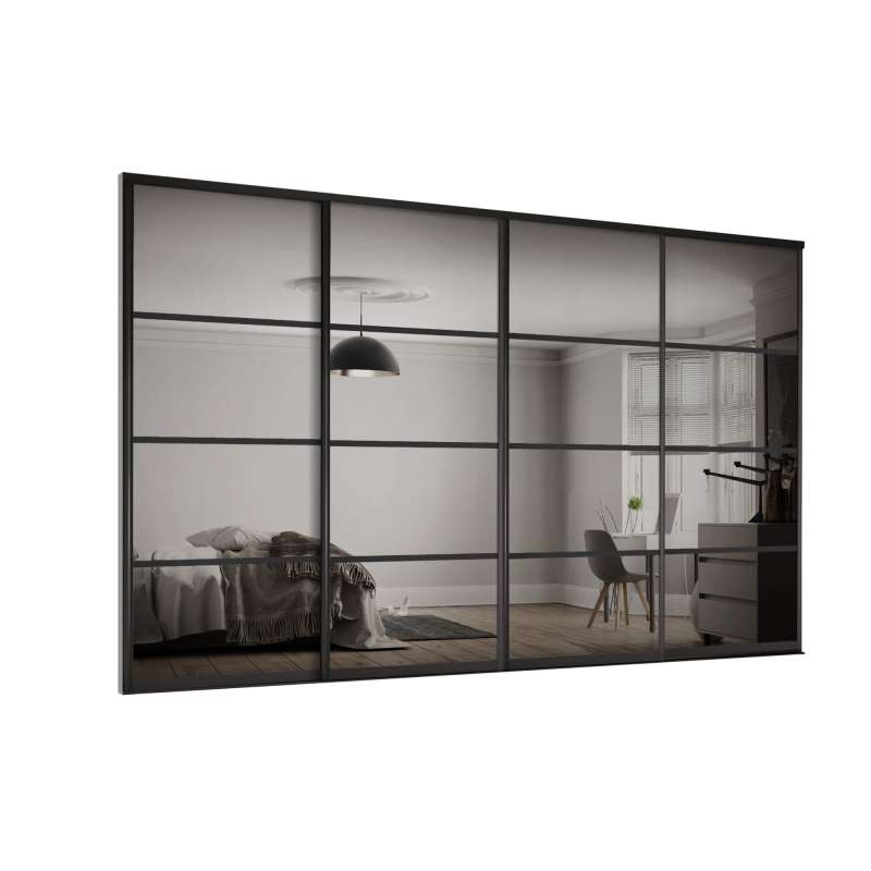 Element Black Frame & 4 panel Mirror Kit: 4 x 914mm doors (3610mm wide ...