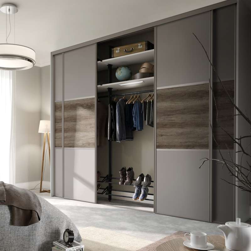 Classic Pebble grey frame. 4 doors: Pebble Grey/ Nebraska Oak/ Pebble Grey