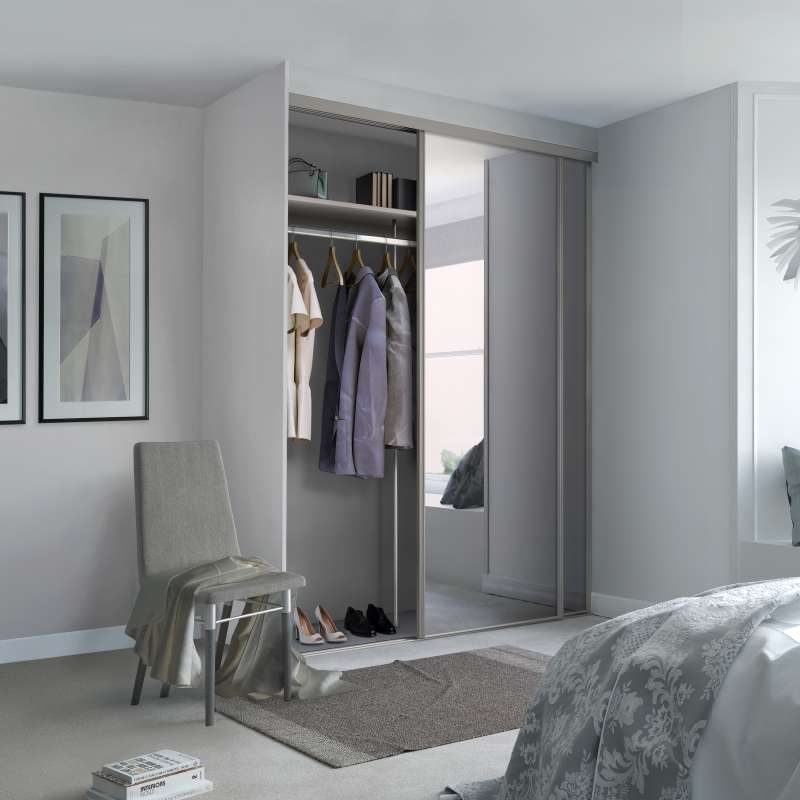 2 Classic Pebble grey frame and Mirror doors