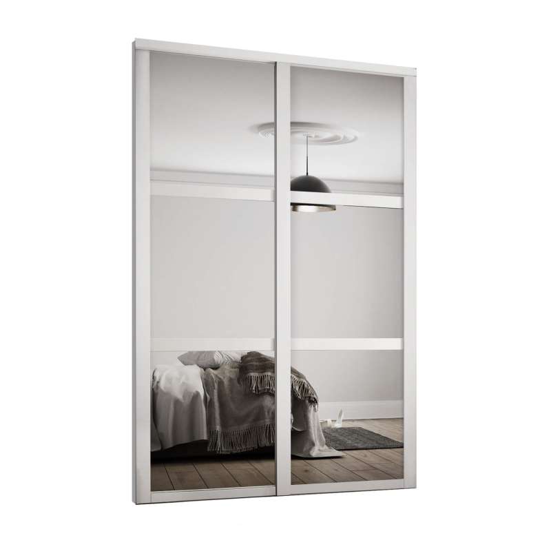 Shaker Platinum white & 3 panel mirror doors