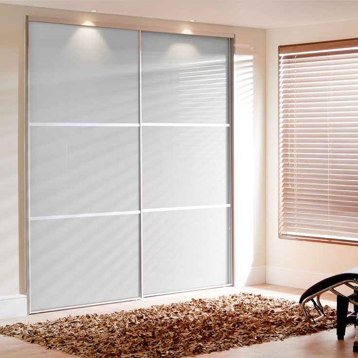 White Sliding Wardrobe Doors - Pure White Metro Panels (with 2 Oriental bars).