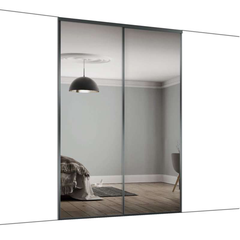 Heritage Graphite frame & Mirror panel doors and track only