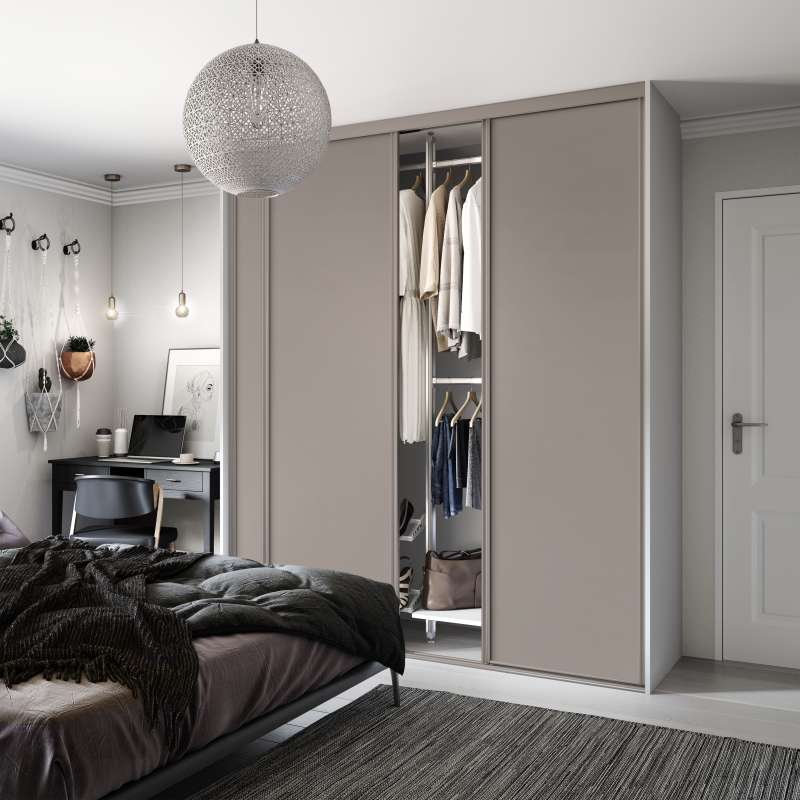 3 Classic Pebble grey frame & Panel doors and track kit