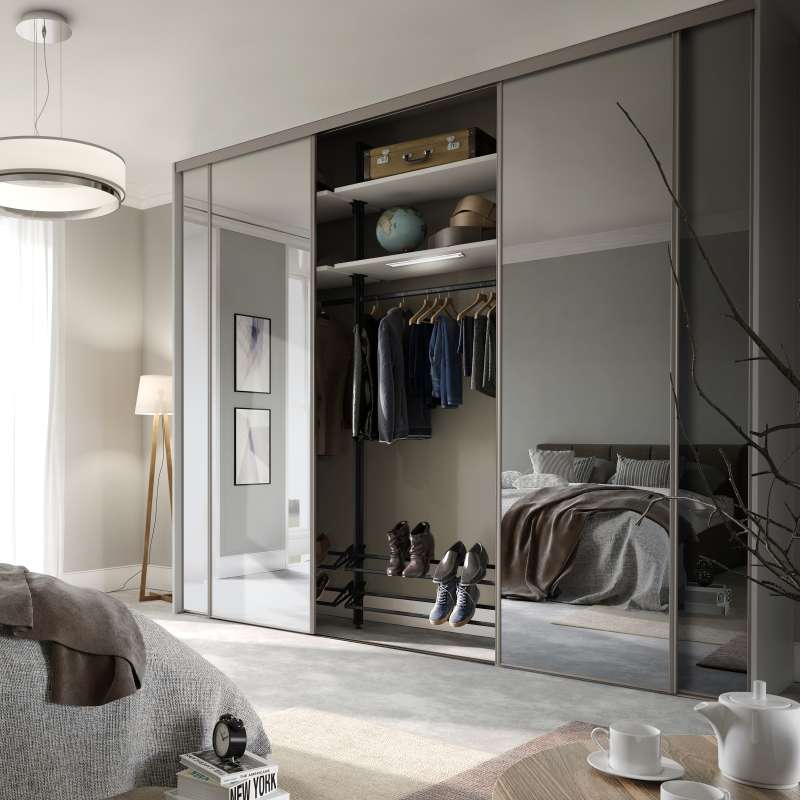 Heritage Pebble grey frame and mirror 4 door kit