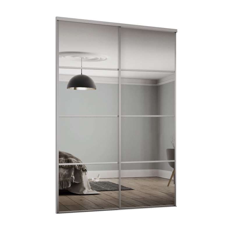 Heritage silver frame & mirror 4 panel doors and track only