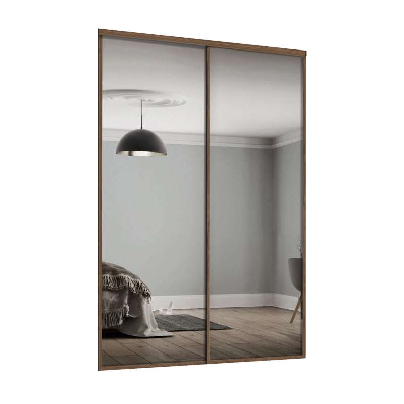 Heritage Carini Walnut frame & Mirror panel doors and track only