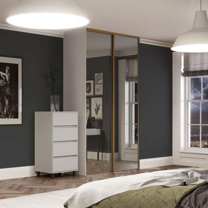 2 Classic Oak frame and Mirror doors