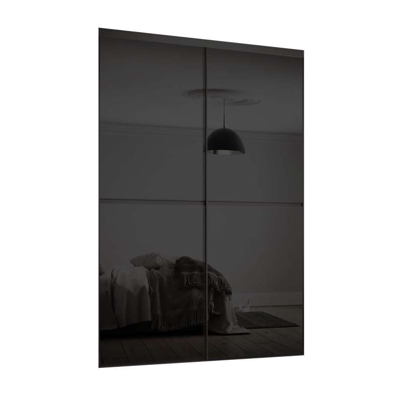Minimalist Black aluminium frame and black glass doors and track